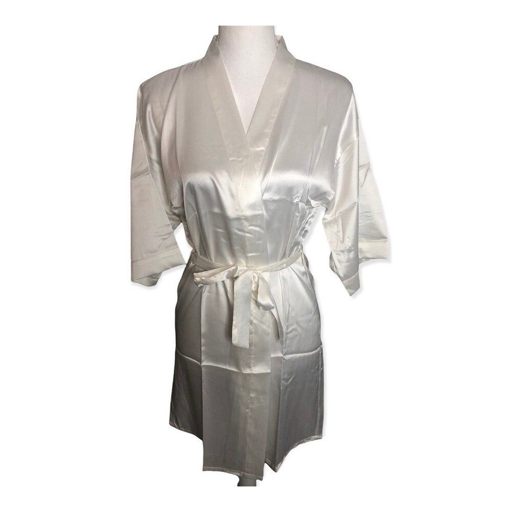 White Bridesmaid Short Sleeve Belted Robe